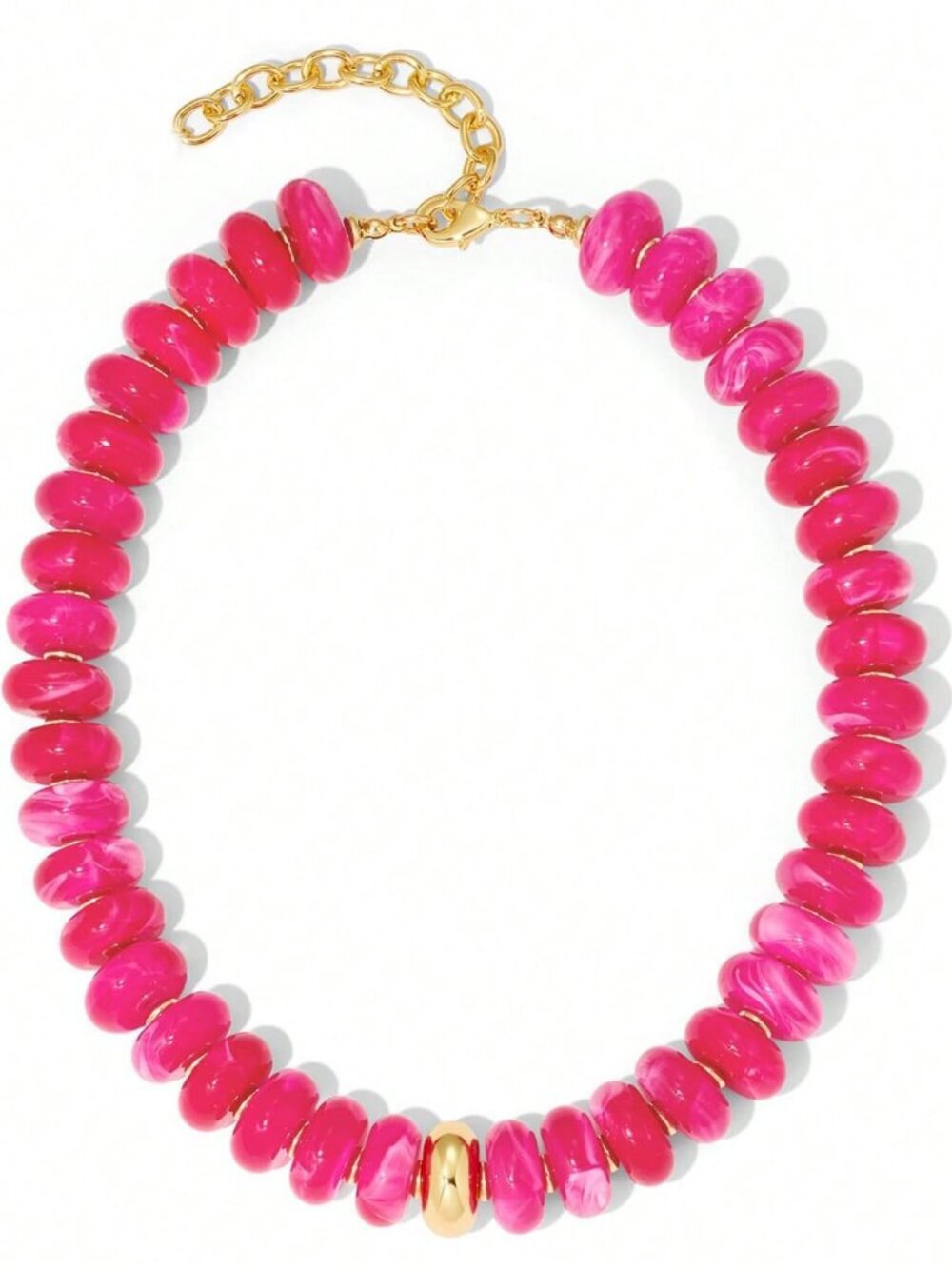 Pink Boho Women's Oversized Oval Bead Necklace